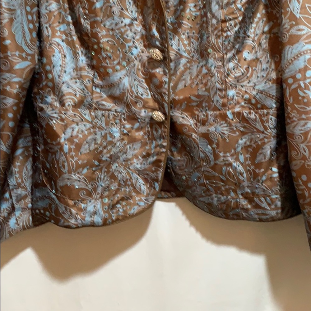 VICTOR COSTA jacket brn/blue.. SZ 12••poly - Picture 3 of 6